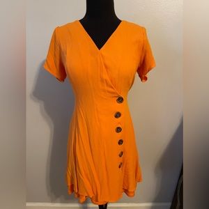 Orange Short Sleeve Button Up Dress
